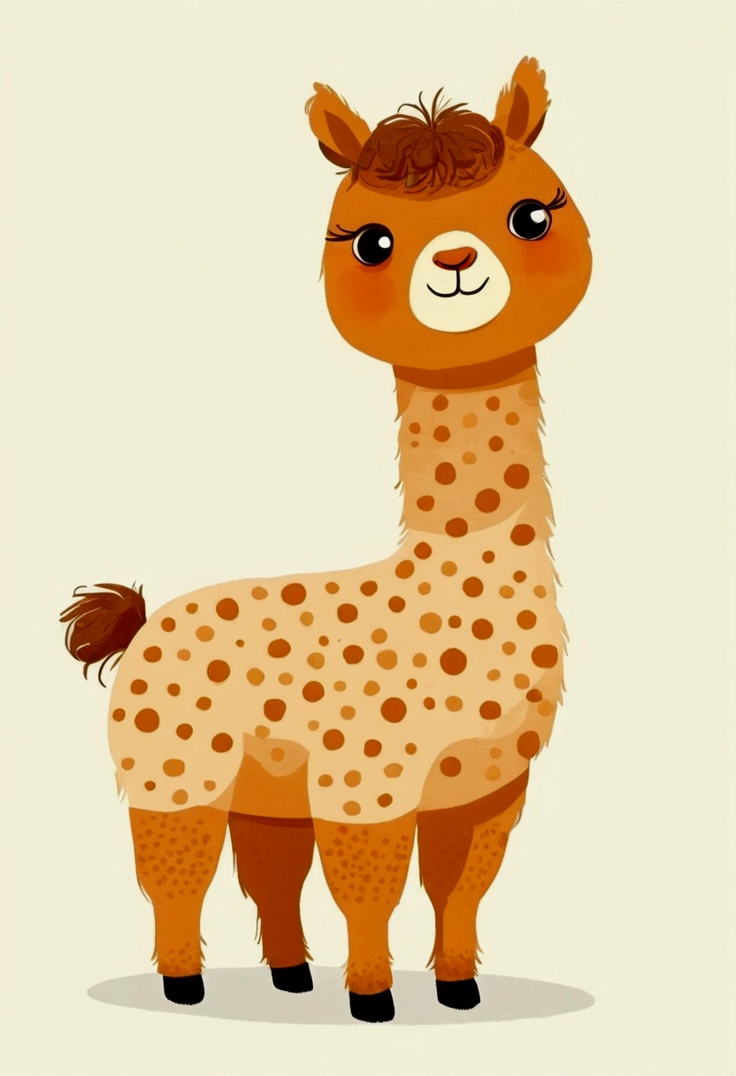Childish Art,Cute cartoon alpaca,Dot