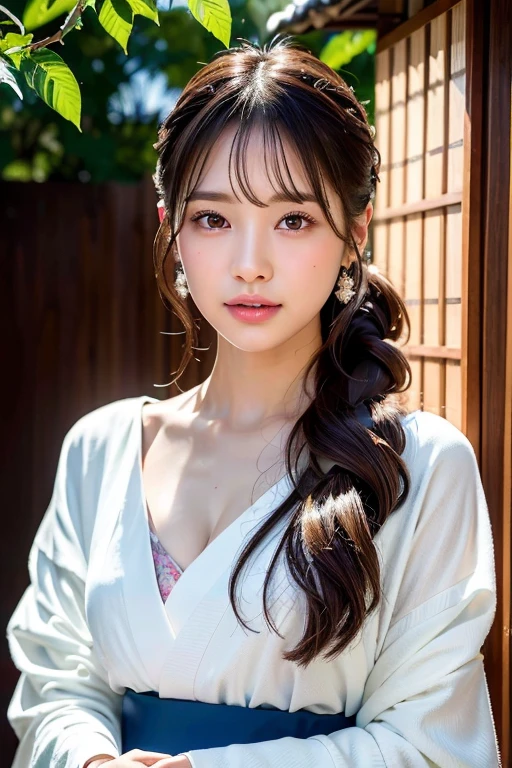 (masterpiece:1.3), (8k, Realistic, RAW Photos, Best image quality: 1.4), (Random Hairstyles:1.2)、Center of chest、(Highly detailed face)、Attention to detail、double eyelid、(Dark Eyes)、(Sharp focus:1.2)、Beautiful woman:1. 4,25 year old woman in kimono、Chest-length hair、Highest quality、masterpiece、Ultra-high resolution、(Realistic:1.4)、super high quality、Symmetrical face、The face is very realistic、Photo level、8k最高画質はフル、Sebaceous reflex、The face is very realistic、Extremely realistic skin、Realistic light and shadow effects、(innocent and classy girl),Professional Lighting、((Waist-up portrait:1.2))、Kimono、((Lots of food stalls))、event venue