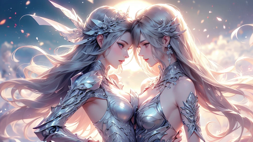 (((Tabletop))), (((Highest quality))), ((Very detailed)), (Very detailed写真), ((Very delicate and beautiful)),(Cute delicate face),here is a digital art of a very futuristic looking female that has armor and armss, One Girl, arms, alone, sf, Holding, Holding arms, robot,Beautiful face and eyes, double eyelid,Delicate skin,Slim figure、Dress and armor