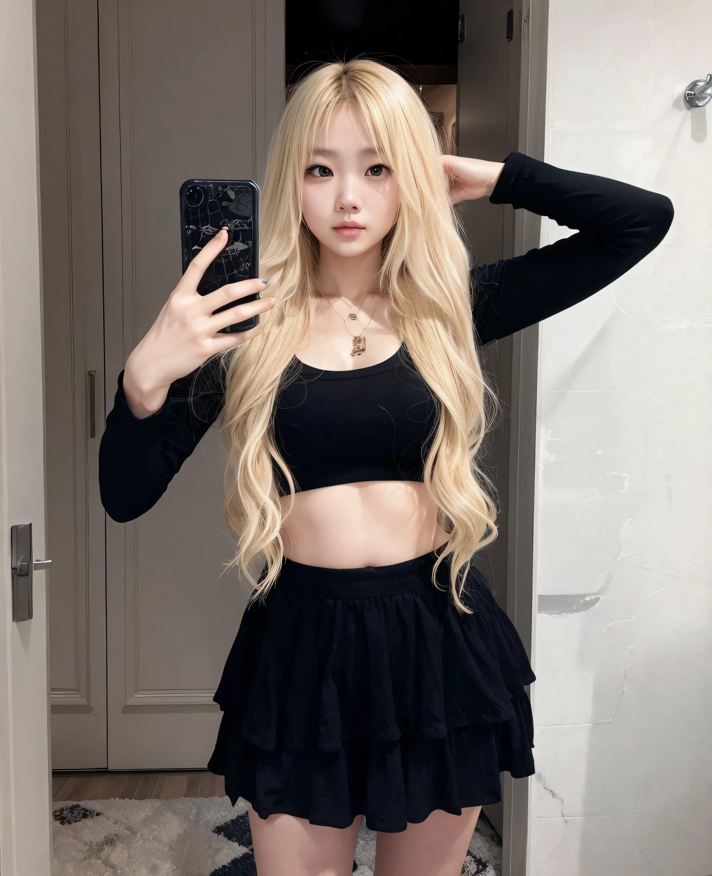 Beautiful Asian girl with blonde hair