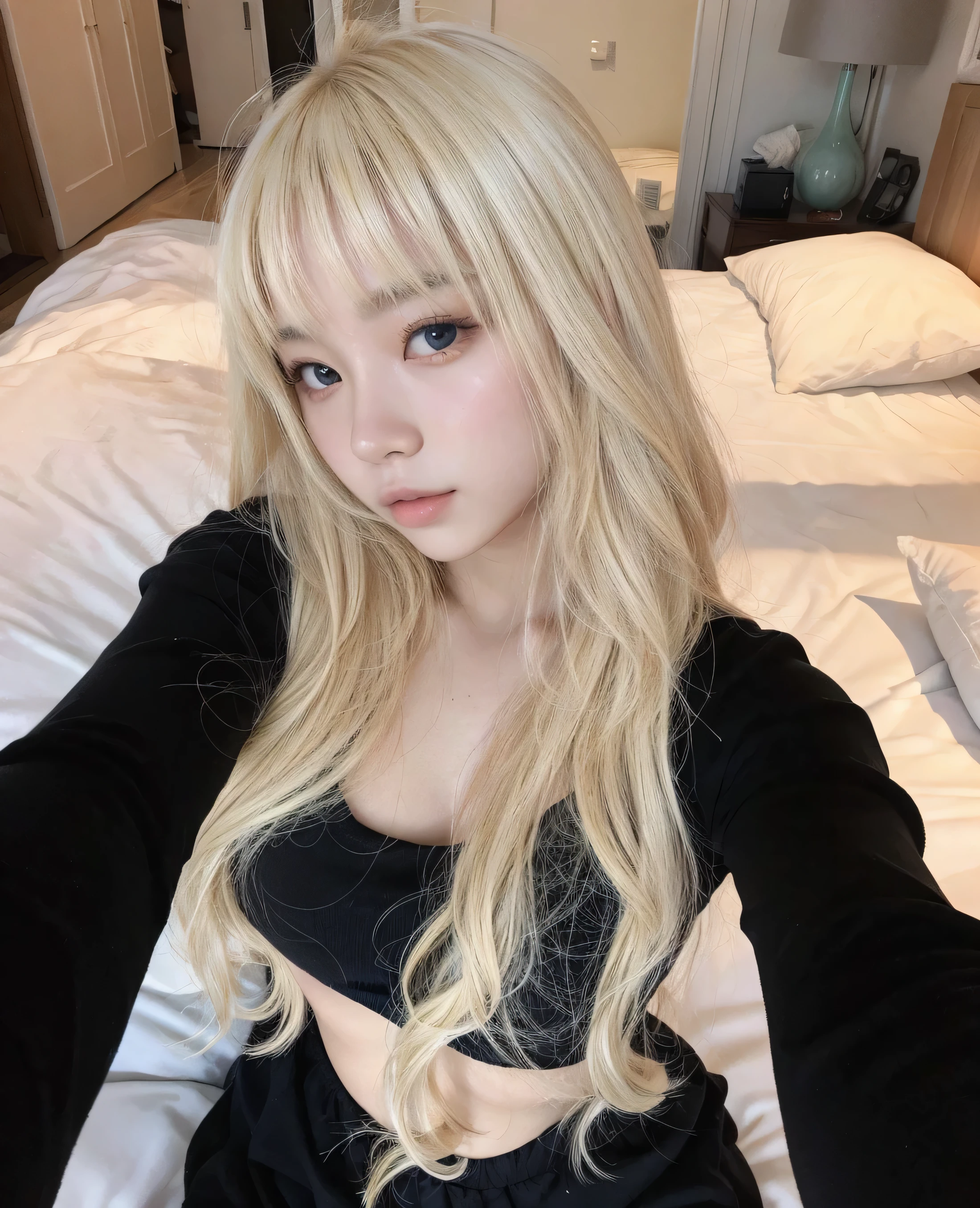 Beautiful Asian girl with blonde hair