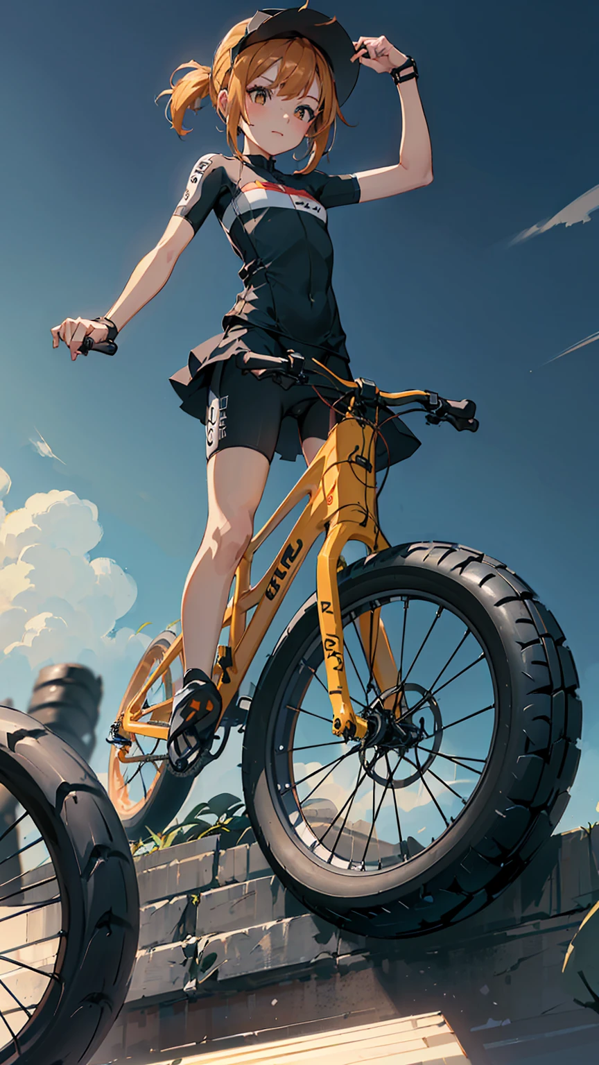 (masterpiece, Highest quality:1.2),80 hair。。， (bike, Radial tires, Wheelie:1.4), super cool girl riding a bicycle, (From below:1.4),
Utinocco, (:1.0), Flat Chest, Double Tail, &lt;roller:Utinocco 0402-000006:0.8:Char&gt;, (Conceit:1.1),