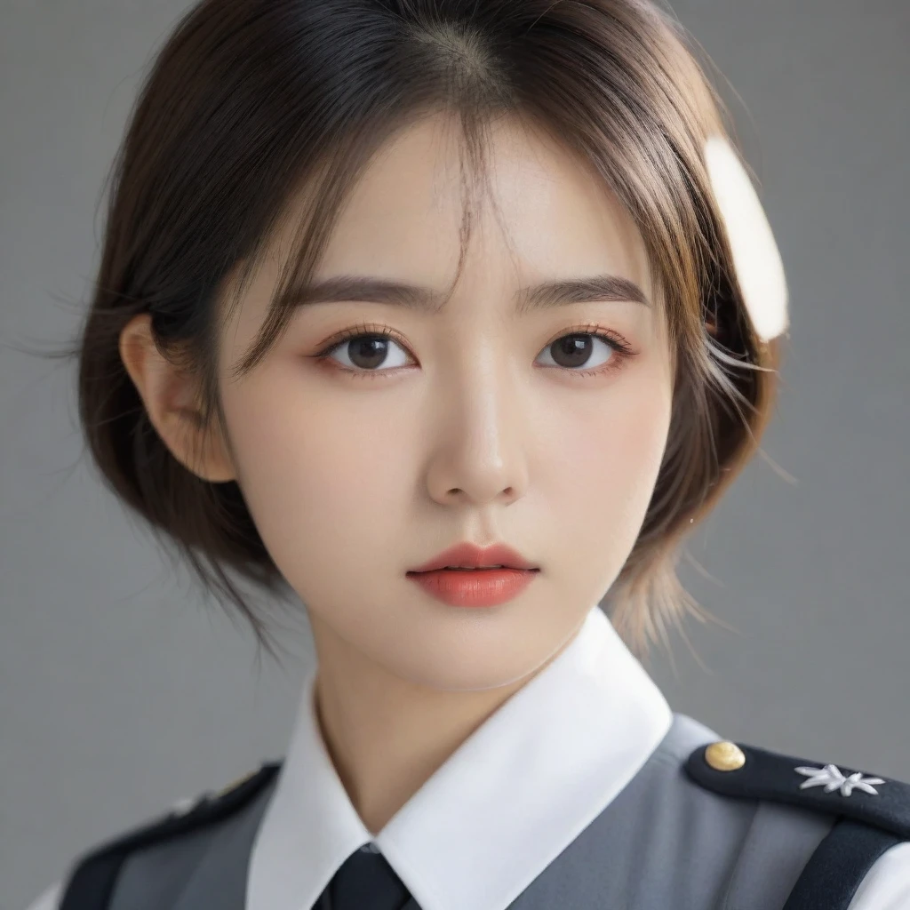 8k, Ultra-high resolution, Highest quality, masterpiece, 三分割法によるphotograph,Surreal, photograph, 1 Girl, (16 years old:1.3), pretty girl, Cute Face, Beautiful eyes in every detail, 細かくdetailedに,masterpiece,One Girl:1.2,Japanese female officer,Superior non-commissioned officer,extream close up,furious,glaring,Black short hair,Bob with bangs, (The finest ceremonial attire:1.3),Military clothing,Nazi SS uniform,HUGO BOSS,Sharp contours,Looking down,Gray background, Light from above, Low contrast, (Side view),Perfect and beautiful face ,完璧でCute Face, Skin with attention to detail, Perfect limbs、Narrow waist,Looking at the audience,(((Ideal body type))),A cup small breasts :2,Portraiture:2,Perfect Anatomy,鮮明なdetailed,detailed,Surreal,Light and shadow,glowing