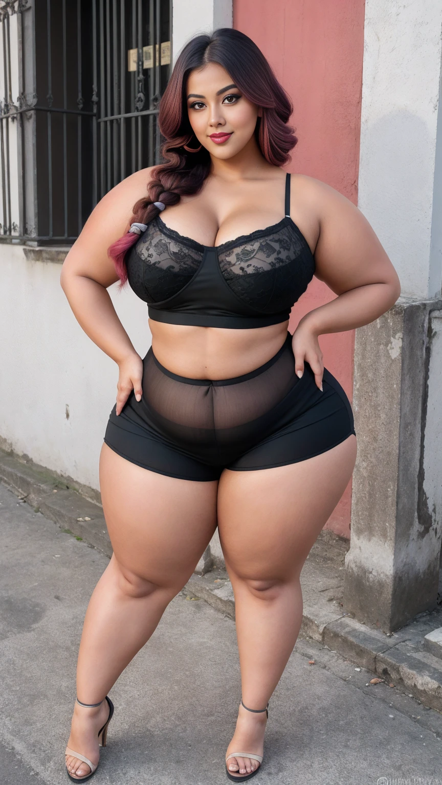 gorgeous curvy plus size Indian bengali actress ritavori , glowing eyes, wearing SHEIN Young Boy Spider Print Short Sleeve T-Shirt And Shorts Set With Bag Color: Red , covered Bust, parted lips, blushing cheeks, thick thighs, bigger waist, busty, curvy plus size body, full body, full body shot, head to toe view, smoothning burgendy color hair with pfrench braid hairstyle, hourglass body, curvy plus size body, smile face, bigger waist, busty, big hips, fleshy thighs, thick thighs, busty, full body view, ultra detail, high resolution, ultra detailed, best quality, amazing, top quality, extremely detailed CG unity 8k wallpaper, full body view, Havana, Cuba: Classic cars and colonial architecture.