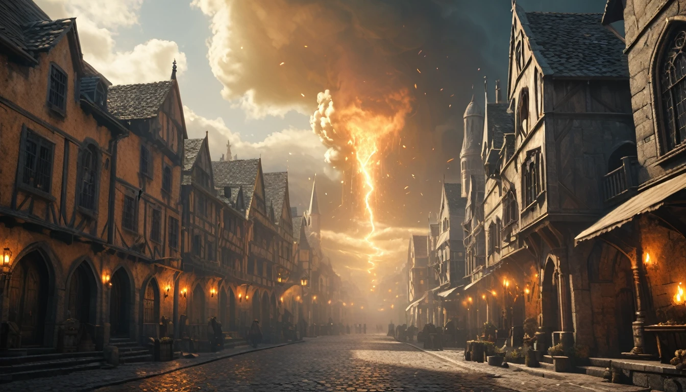 (best quality,4k,8k,highres,masterpiece:1.2),ultra-detailed,(realistic,photorealistic,photo-realistic:1.37), medieval city, congested city, dark age era, ethereal light, Octane Rendering, Strengthen, complicated,otherworldly,terrifying,mystical aura,dark,ominous atmosphere,dramatic lighting,cold color palette,magical particles swirling around,demonic energy emanating,powerful presence,ethereal beauty,herculean strength,captivating gaze,unsettling presence,haunting and mesmerizing,horrifyingly enchanting