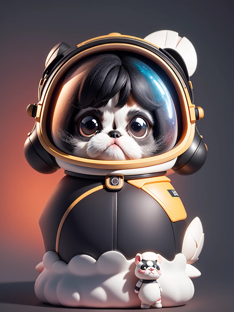 There is a black black black shih tzu puppy in a spacesuit, cute digital painting, cute 3d rendering, cute detailed digital art, cute digital art, astronaut cat, cute cartoon characters, render stylized, character art rendering character art 8k, render digital art, cute! C4D 3D Pixar style