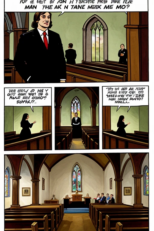 ((Best Quality)), comic about someone interrupting a church
