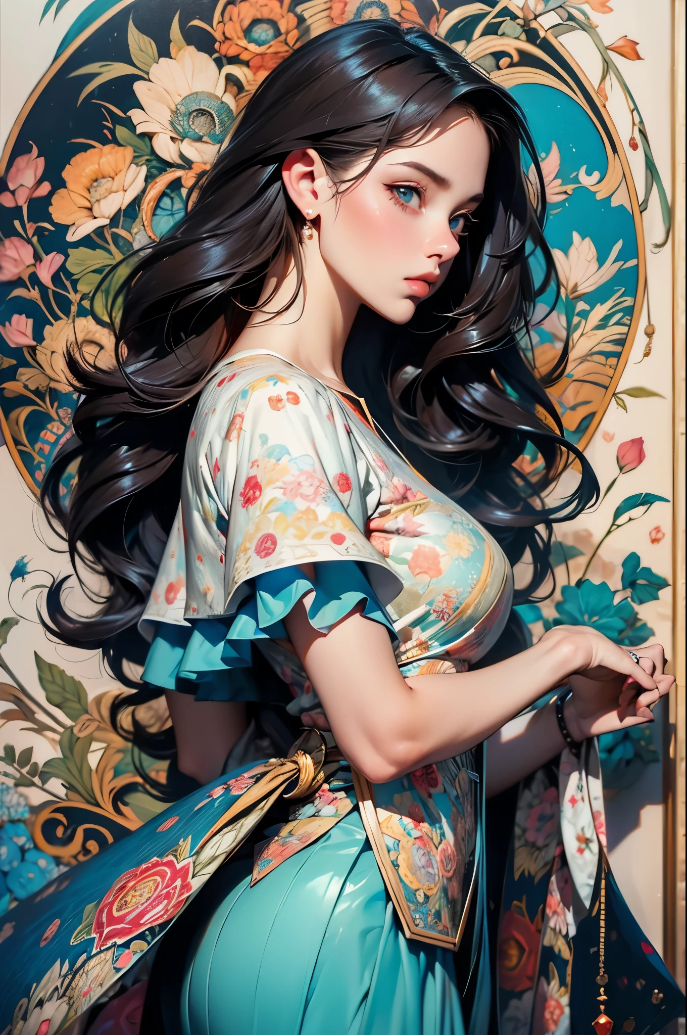 1girl,officialart,unity8kwallpaper,ultradetailed,beautifulandaesthetic,masterpiece,bestquality,(zentangle,mandala,tangle,entangle),dynamicangle,cowboyshot,themostbeautifulformofchaos,elegant,abrutalistdesigned,vividcolours,romanticism,byjamesjean,robydwiantono,rosstran,francisbacon,michalmraz,adrianghenie,petracortright,gerhardrichter,takatoyamamoto,ashleywood,atmospheric,ecstasyofmusicalnotes,streamingmusicalnotesvisible