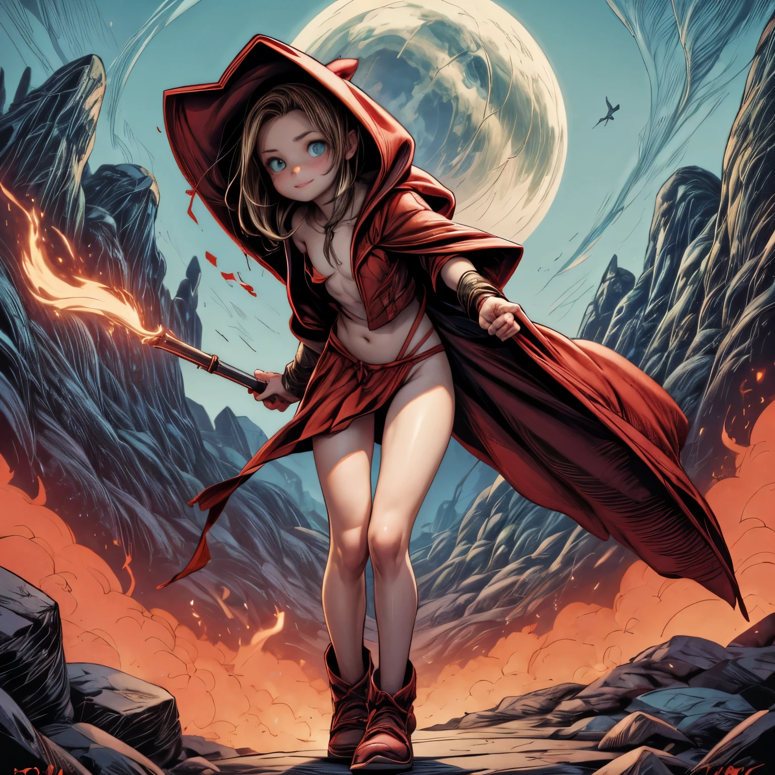 Naked cute girl、Bandit in a red riding hood costume、teats、erotick、Underpants、wounds,fantasy art 8k,masterpiece,score_9,score_8,score_7,score_8_up,score_7_up,score_6_up, commentary, game_Lunaflame_Pony_XL:0.9> 
pmmkr2024, best quality, trending on artstation