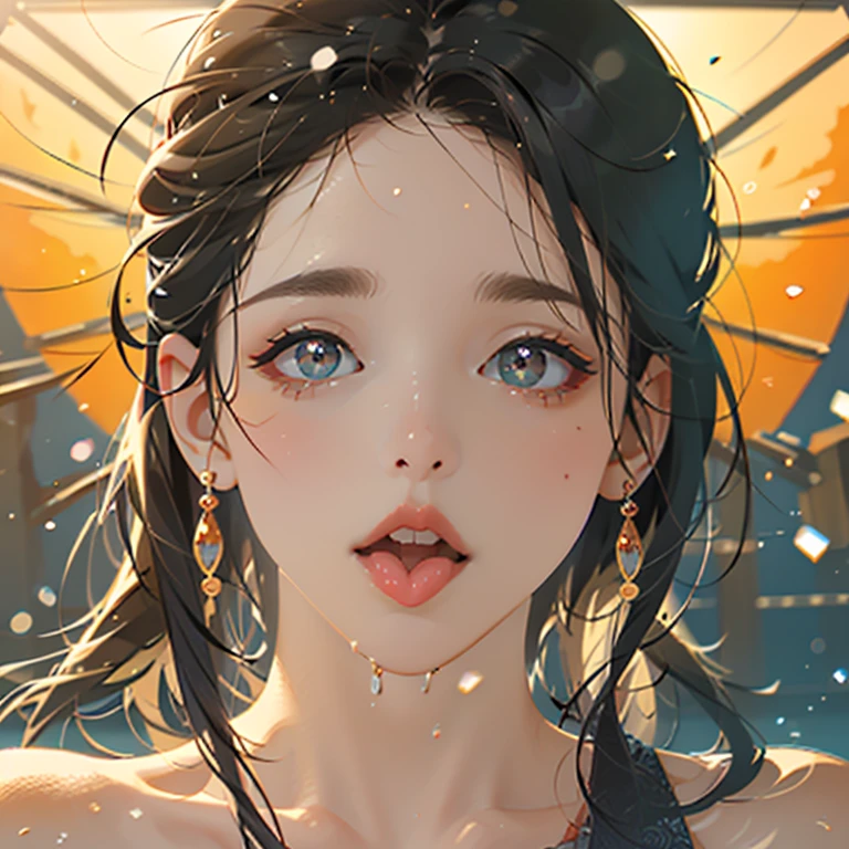 ExtremelyDetailed Kawaii girl Face,(Close-up Sweet lips), glossy lips with beautiful details, Coquettish tongue, Kissing to camera, towards the viewer, 8K TopQuality masterpiece,an extremely delicate and beautiful (ProfessionalPhoto:1.37), {Amazing|finely detail|official art|incredibly absurdres},ultra-detailed close-up shot, close up, (fish eye lens), wide lens, macro lens, Detailed reflective Eyes ElaboratePupils with (sparkling highlights:1.28) (Delicate Voluminous LongEyelashes:0.88), {(Tilted face:1.22)|Visible back of throat|saliva drips|naked shoulder}, (Dripping juice on tongue:1.23) snow particles