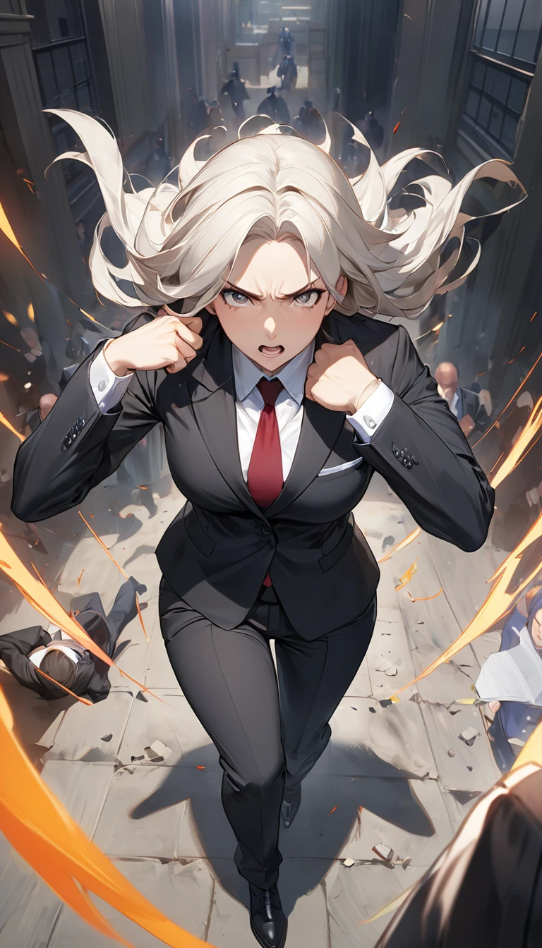 (masterpiece, Highest quality:1.2), Generated in SFW, One Mature Woman, alone, Defending Against False Accusations, Attractive lawyers, break (High-end and strict suit pants), clear and attractive eyes, Strong-willed, justice, liability, Extreme fatigue, break 疲れ切った身体, rage, unbelief, Striving for victory, mission, Confidence and pride, break 獲物を狙う視線, Engage your audience, We look forward to hearing from you, The advantage of female lawyers, ARW, Shooting from above