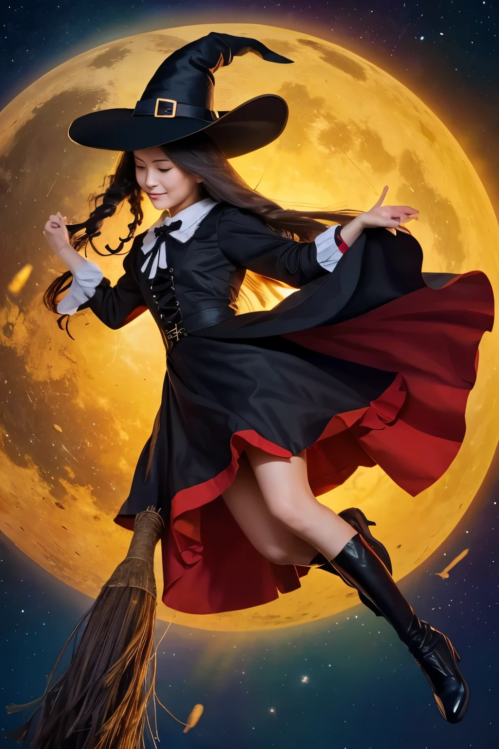 Witch flying in the sky on a broom、Broom Tip