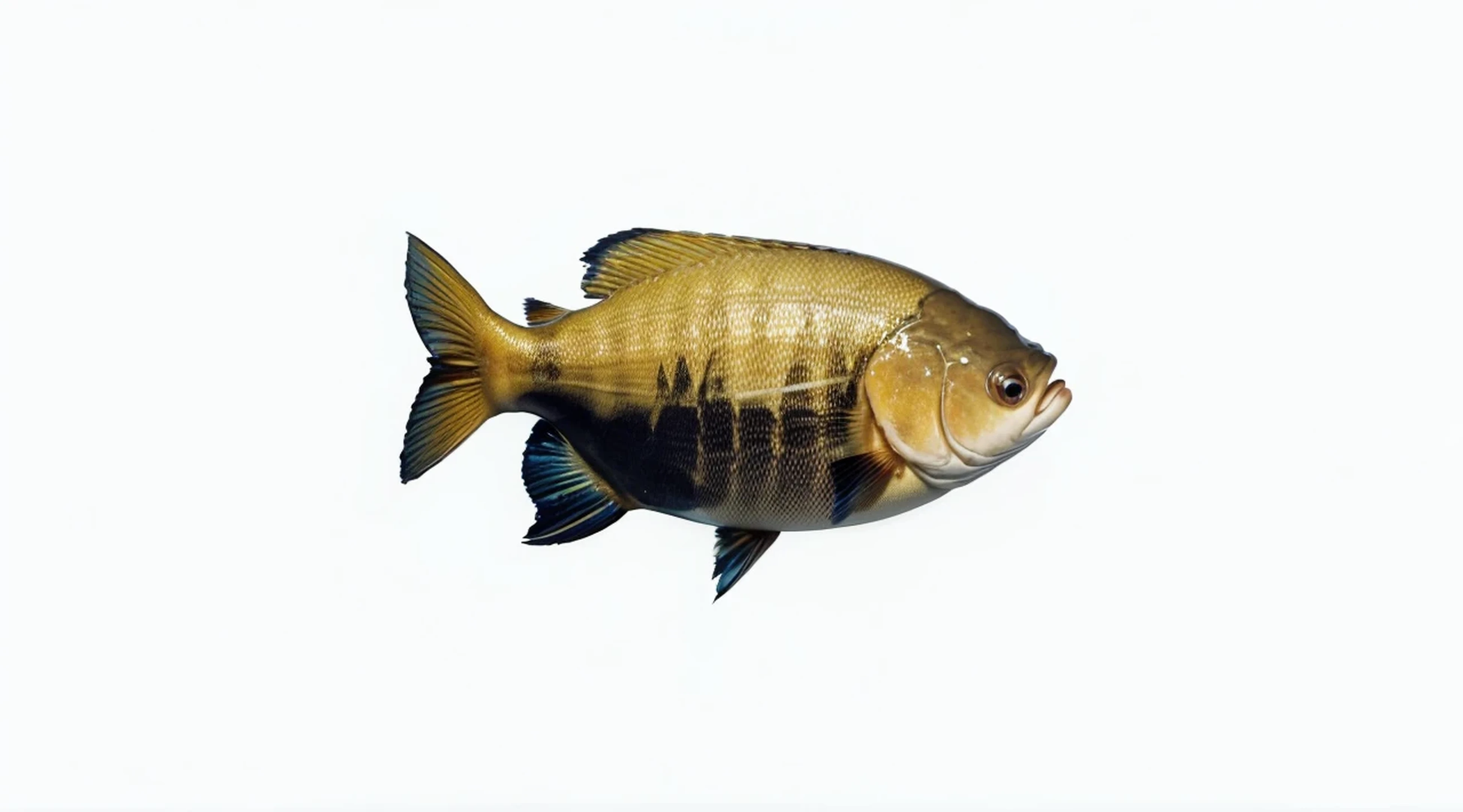 In this image I want to make the fish very fat and big, looking very angry.