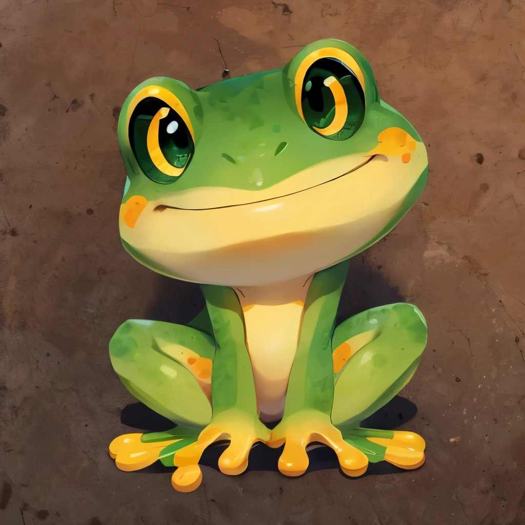 Circle々With a slim figure、A hungry frog with bright yellow-green skin、It has orange spots, big eyes and a cute smile, and is very curious.