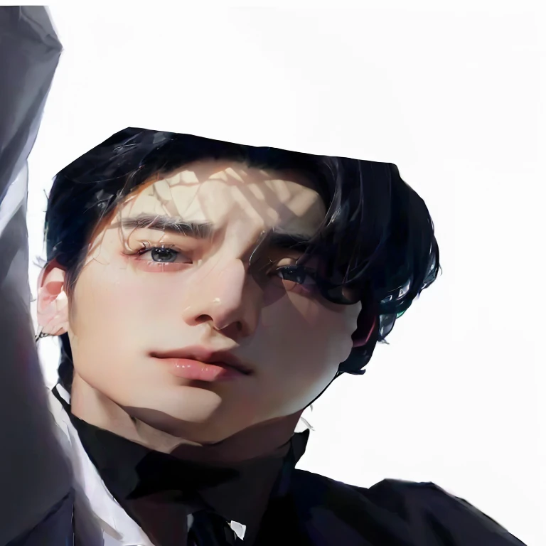 There is a man with a tie and black shirt, Kpop idol portrait, jungkook, Cai Xu Kun, photorealistic!!!!!!! Art Style, [ Digital art ]!!, Ultra realistic portrait, [ 4 k Digital art ]!!, inspired by Yanjun Cheng, Korean artist, NFT Portrait, Portrait of Jossi from Blackpink, High quality portrait