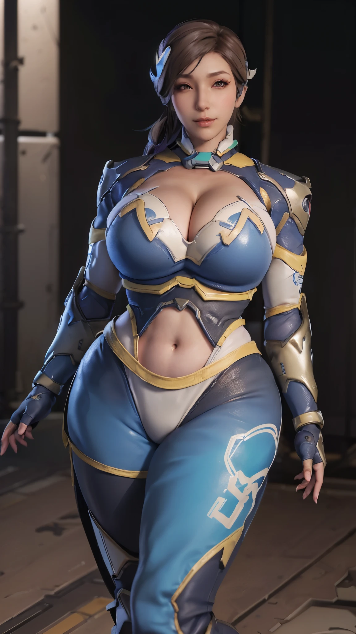 Solo, Stand Up Straight, Physically-based Rendering, Unreal Engine 5 Render, Jealous, (look Half Body:1.5), ((muscle And Bbw Body Type:1.4)), beautifull round Breasts shape,((cleavage, low cut, open chest & Gigantic fake Breasts:1.5)), (expose 11 line Abs:1.4), (Huge Hips:1.3), ((dressed in sci-fi military armor, scifi woman, beautiful Cyborg Woman+Futuristic armor from OVERWATCH 2, Guard Arms, Gloves:1.5)), (close Up Upper Body), ((pale Skin+lots of oil dripping on her body:1.3)), (clean Glossy Bodyskin:1.4), (background Futuristic Space Station:1), (bokeh, photorealsitic:1.4), (ultra-detailliert), (top-quality:1), (best Shadows), Bright Light In Room, Hyper Texture, (4x Msaa), ((unreal Engine 5 Render)), (neon), Physically-based Rendering, Ultra Hight Definition, 16k, 1080p, Beauty Model, 4k Resolution.