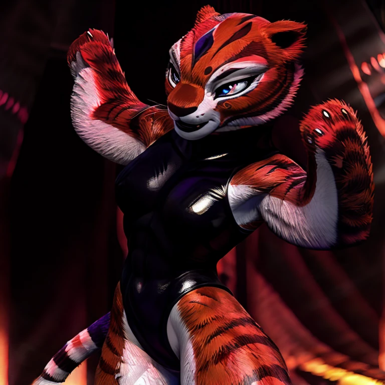 masterpiece, 1 female, beautiful detailed eyes, beautiful detailed lips, extremely detailed face, longeyelashes, athletic muscular body, tight leotard, dynamic pose, high-quality 3D render, studio lighting, hyper detailed, vibrant colors, cinematic lighting, epic fantasy