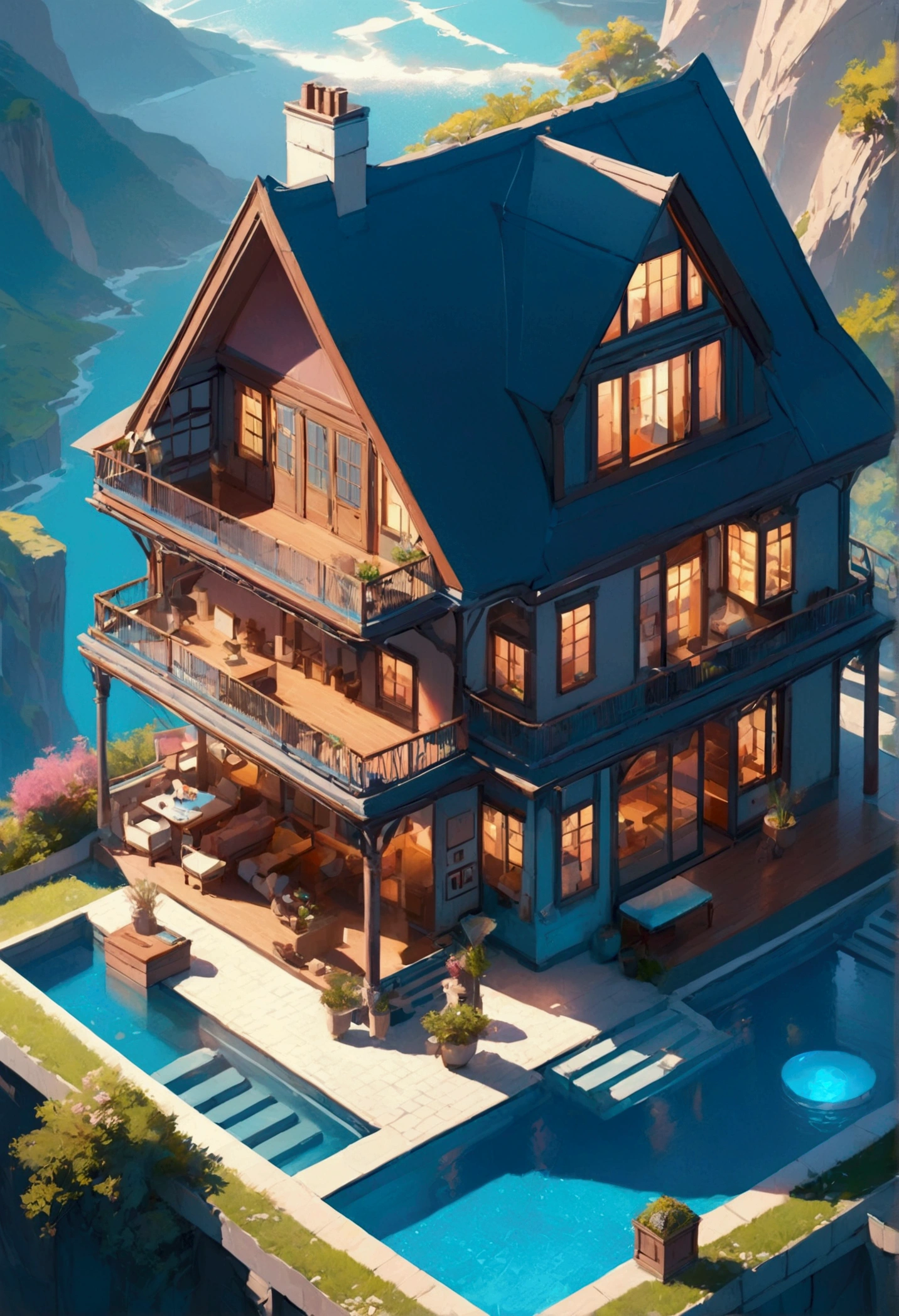 house, isometric style, aesthetic