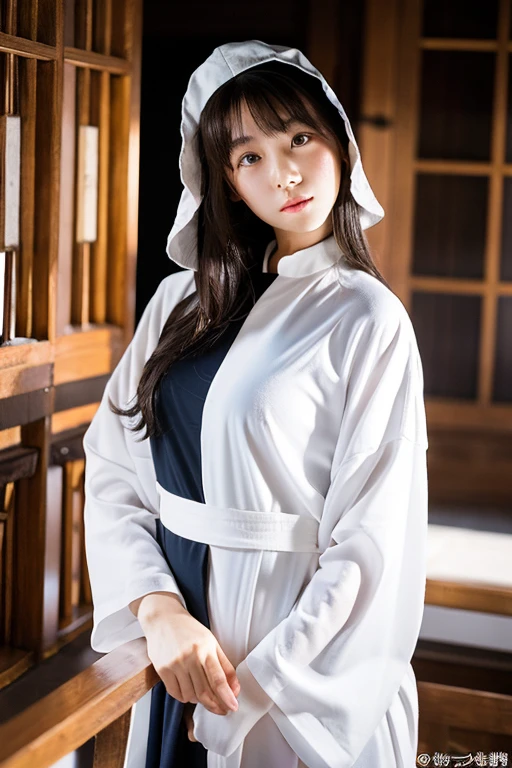 ((Highest quality)), ((masterpiece)), (detailed), One girl, sexy、
Japanese nun in a transparent robe、monastery、