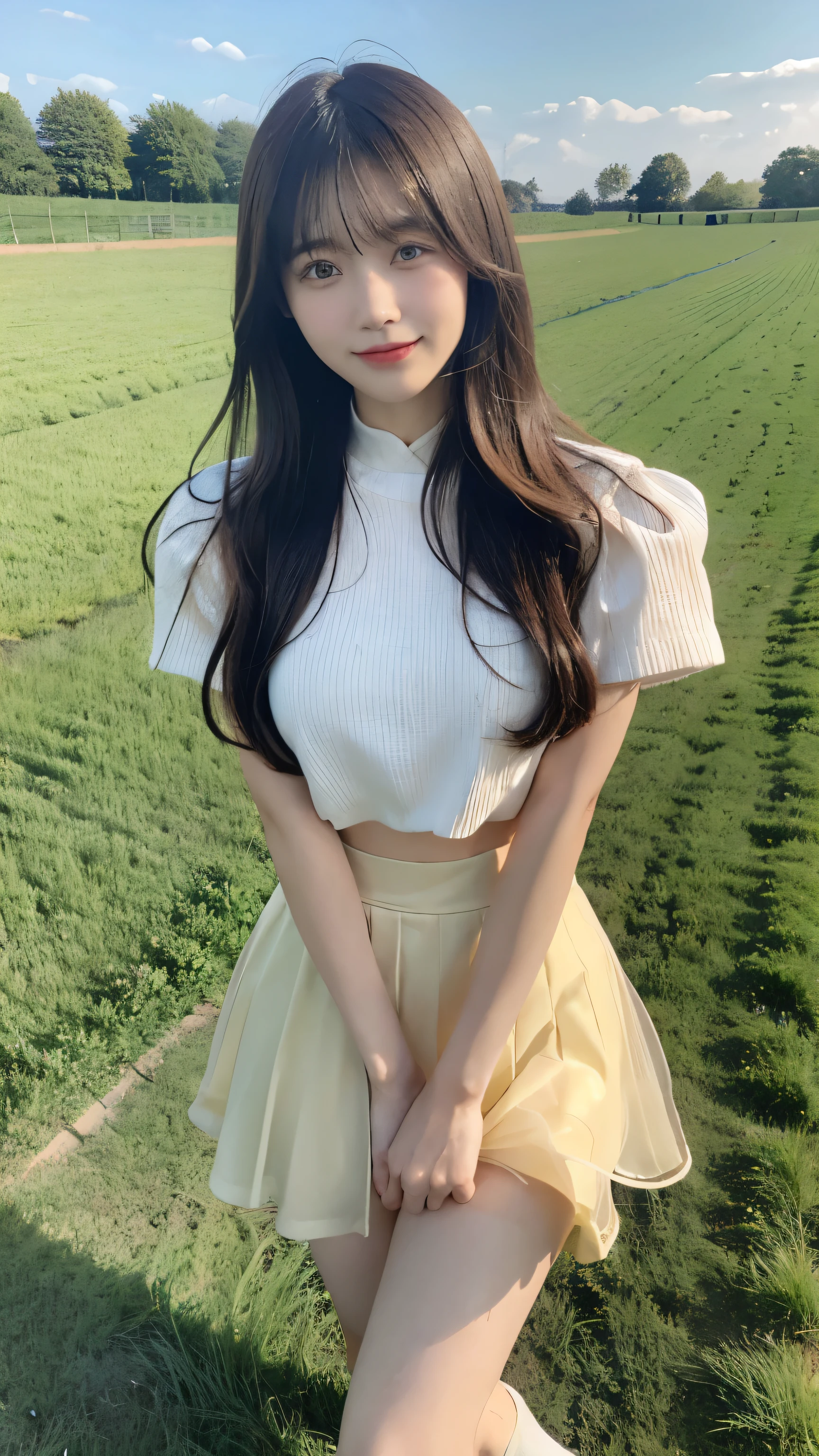 girl fluttering skirt baby face