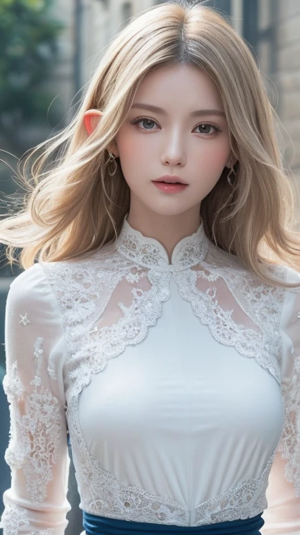Silver Hair、(masterpiece, Highest品質, Highest, Official Art, beautifully、beautiful, exposed for a long time: 1.2), Smooth movement, Attractive patterns, 1 girl, (Long dress with sleeves: 1.3), (((White clothes) )), Upper Body close-up, Expose your shoulders, Chinese Girl, blush, Black lob hair, Portraiture, alone, Upper Body, Observing the observer, Detailed Background, Detailed face, (Crystal AI, Crystal Theme:1.1), Wind Elf, Rotating wind, Controlling the Wind, White crystal clothes, Dynamic pose, Suspended particles, Aether Dynamics, whirlwind, vapor, whirlwind in the background, White Tone, whirlwind, Great atmosphere,blonde,Fairy, Yellow Hair, Plump face,Random Pause