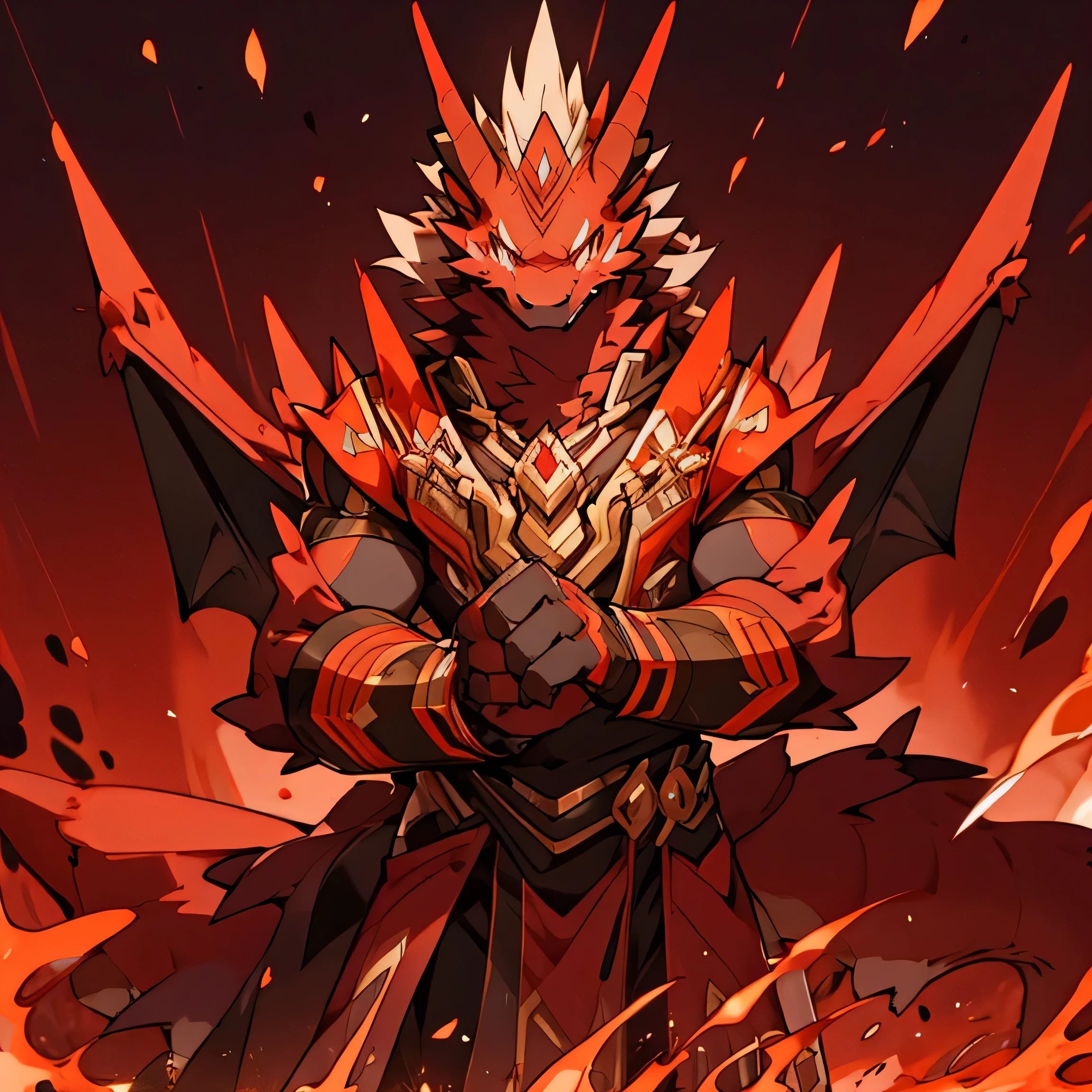 masterpiece, High quality, furry, male, (red dragon), red eye, (Whole body), magma and Lava Place,perfect background. breathe, elegant, Handsome