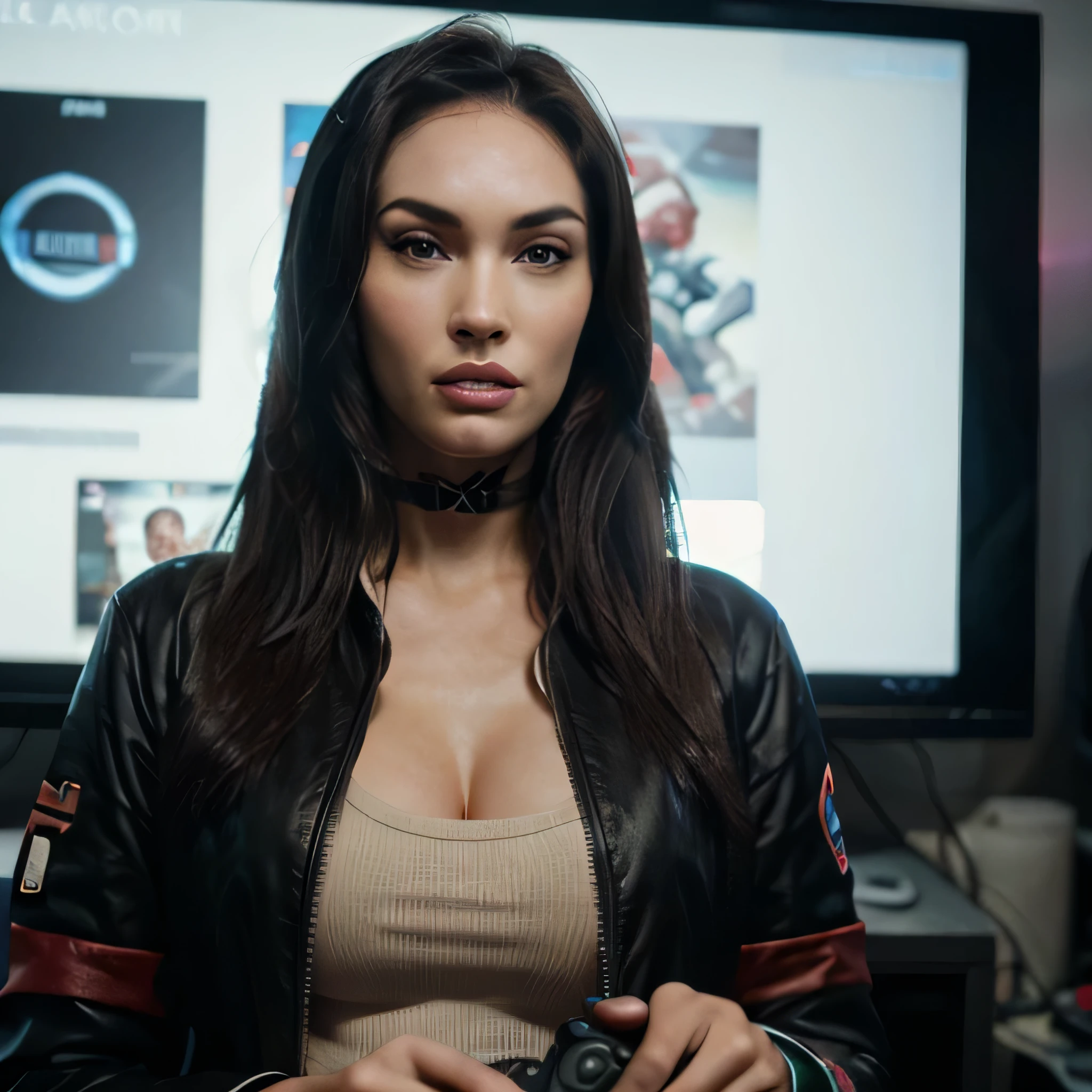 megan fox as a cute gamer play playstation