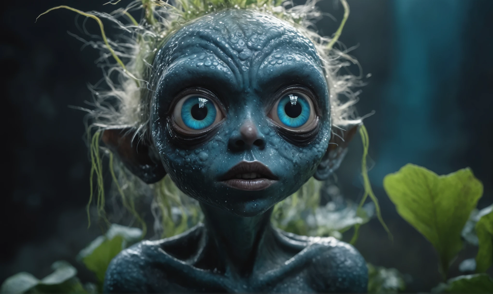 Magical plant ghost flower, ghost killer,carismatic，Incredible terror ,extremely detailed,intricate details,big eyes extremely detailed, high detailed eyes,16k resolution, realistic humid skin,extremely intricate details,Epic Realistic,face anatomically correct,Ultra HD,HDR, natural skin textures, hyper realism,realistic skin texture, hyper detailed,extremely Realism,Ultra Detailed,body logically correct,full body length shot,beggar  criminal city of future,Cinematic,soft colors, Technicolor,natural skin textures, hyper realism, hyper detailed,Extremely detailed,High contrast,Masterpiece,Realistic,Ultra Detailed, intricate details,realistic humid leather,extremly intricate,Epic Realistic, cinematic style,irina yermolova,high contrast,hdr,extremely detailed, [deep night landscape],masterpiece,intricate details,faded,eyes extremely detailed, high detailed eyes,16k resolution,RAW,retina, Nikon Z9,Songbird,orc,Guangxi Zhuang of China,tkt style, Pisces,perfect, ginger，transition between two art styles, Ink painting to photorealism, Double contact, X-ray, Creative, vivid light, masterpiece, fantasy, Abstract, Surrealism, super detailed, high resolution, stop:35,(((creature with a spectral and ghostly appearance)). Her skin is pale, almost translucent.wears dark, torn clothes that float around him, as if permeated by an aura of mourning. Its appearance is complemented by details such symbols of gothic elements, further emphasizing its dark air. is haunted and tormented entity,pixar movie still,Silver-gold long hair with bangs、Aquamarine Eyes,matte silver sequined dress,Mestichino,Light particles,chaos