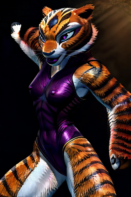 masterpiece, 1 female, beautiful detailed eyes, beautiful detailed lips, extremely detailed face, longeyelashes, athletic muscular body, tight leotard, dynamic pose, high-quality 3D render, studio lighting, hyper detailed, vibrant colors, cinematic lighting, epic fantasy