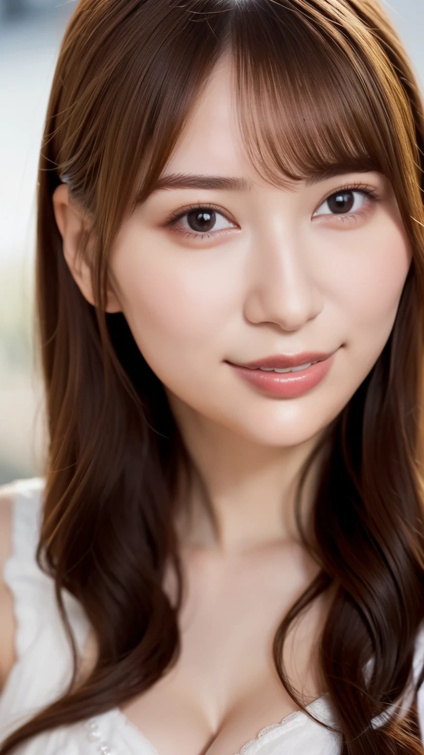 (Cowboy Shot、Highest quality、8k、Award-winning works、Ultra-high resolution度)、One beautiful woman、(perfection, (perfection, The most natural halter dress:1.1))、Bright color contacts、perfection Makeup、Bright and shiny lipstick、Beautiful bright eyeshadow、(Big Breasts:1.2)、Long Hair,(brand:1.3)、(Romantic affection:1.1)、The best smile he had when he saw me、(Many of them emphasize the body line.......:1.1)、(Strongly blurred vibrant Harajuku city background:1.1)、(Strongly blurred background:1.1)、Accurate anatomy、Ultra HD Hair、(Ultra-high resolution度のperfectionな美しい歯:1.1)、Ultra-high definition beauty face、Ultra HD Hair、Ultra HD Shining Eyes、輝くUltra-high resolution度の美肌、Ultra-high resolution,