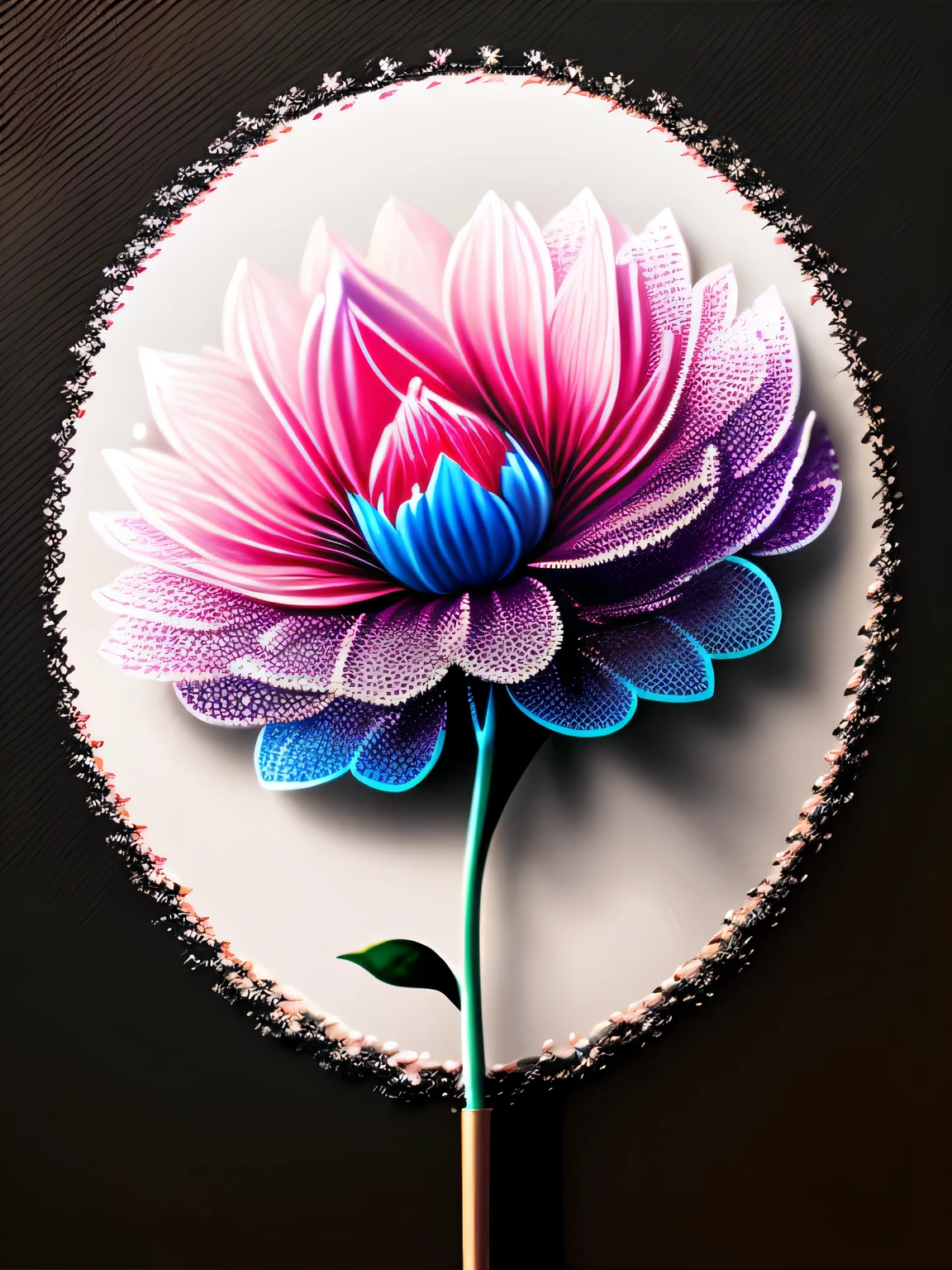 Painting of colorful flowers on a black background,, Amazing render, Within a bright connection, Inspired by Kinuko Y. Nipple process,, magic element, flower icon, wow, It's beautiful., colorful glyphs, bright flash, flash