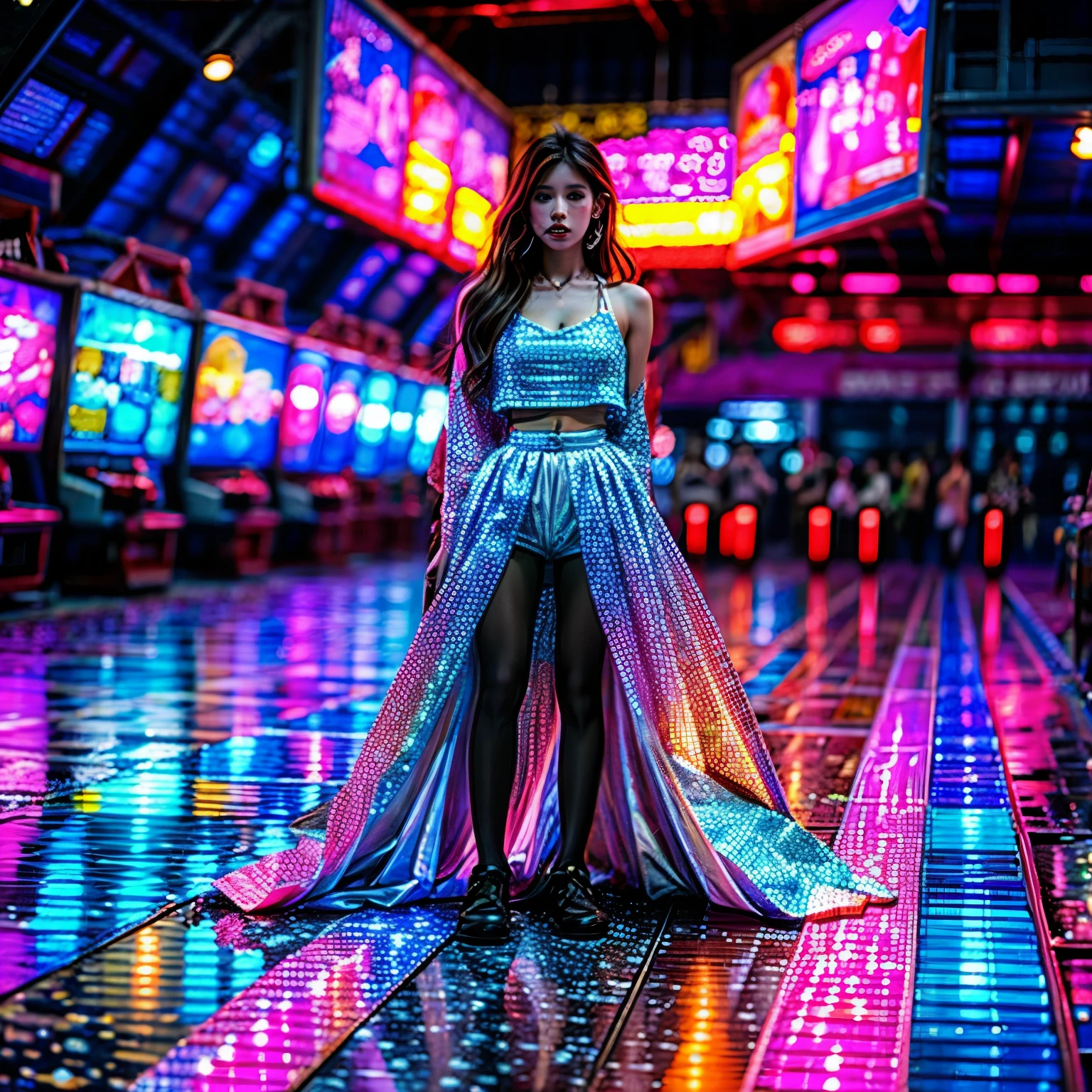 xuer Game girl,Game machine,(Temperance in heaven, life and eternity, rainbow:1.4). (Full body shot:1.2),intricate,dark fantasy,ultra detailed,surrealism,weird,expression art,grand scale,epic,zoomed out,wide angle,perfect hands.,Xxmix_Catecat,
