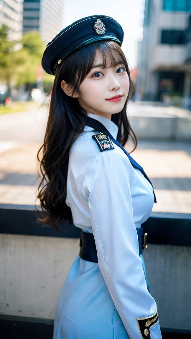 最high quality, masterpiece, 32K、Very detailed、Realistic、1 girl, Japanese women、Light blue military uniformのコスチューム、Futuristic sexy costume, Light blue military uniform(Attention to detail in the costumes)、US Army uniform hat、Golden rank insignia、Light blue military uniform、Class seal、Light blue military uniformの帽子をかぶっている(military uniform hat), Cute Face, (photo Actual:1.3),Edge lighting, (Skin with attention to detail:1.2), 8k超High resolution, Single-lens reflex camera, high quality, High resolution, 4K, 8k, Optimal ratio of four fingers to one thumb, (Actual:1.3), cute 1 girl, Realistic、Super Realistic、32K、Very detailed、masterpiece, 最high quality, beautiful girl, beauty、Gorgeous girl, Big Breasts, Big Ass, Tight waist, Spread your legs, Plenty of facial detail, City of the Future, Very detailedな, High resolution, masterpiece, high quality, High resolution, Pro wrestling、Professional wrestling venue、