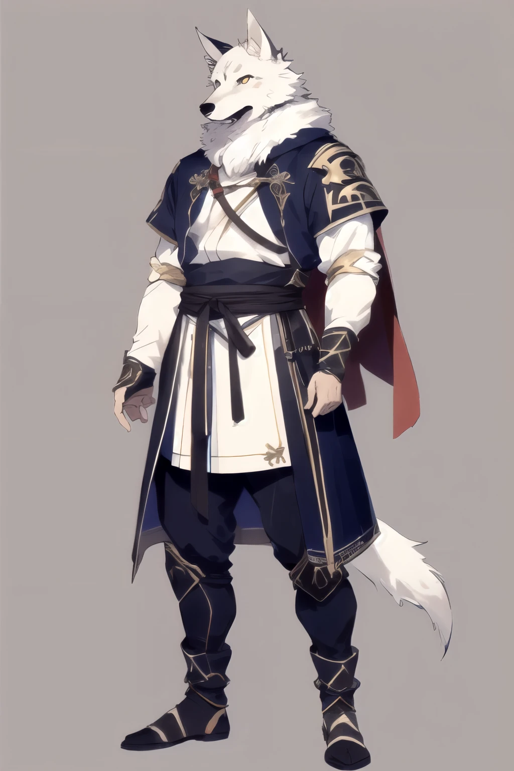 (AS-YoungV2:1.2),  traditional media, 独奏,Wolf人，Wolf，Wolf人， Paladin, standing, full body, simple background
