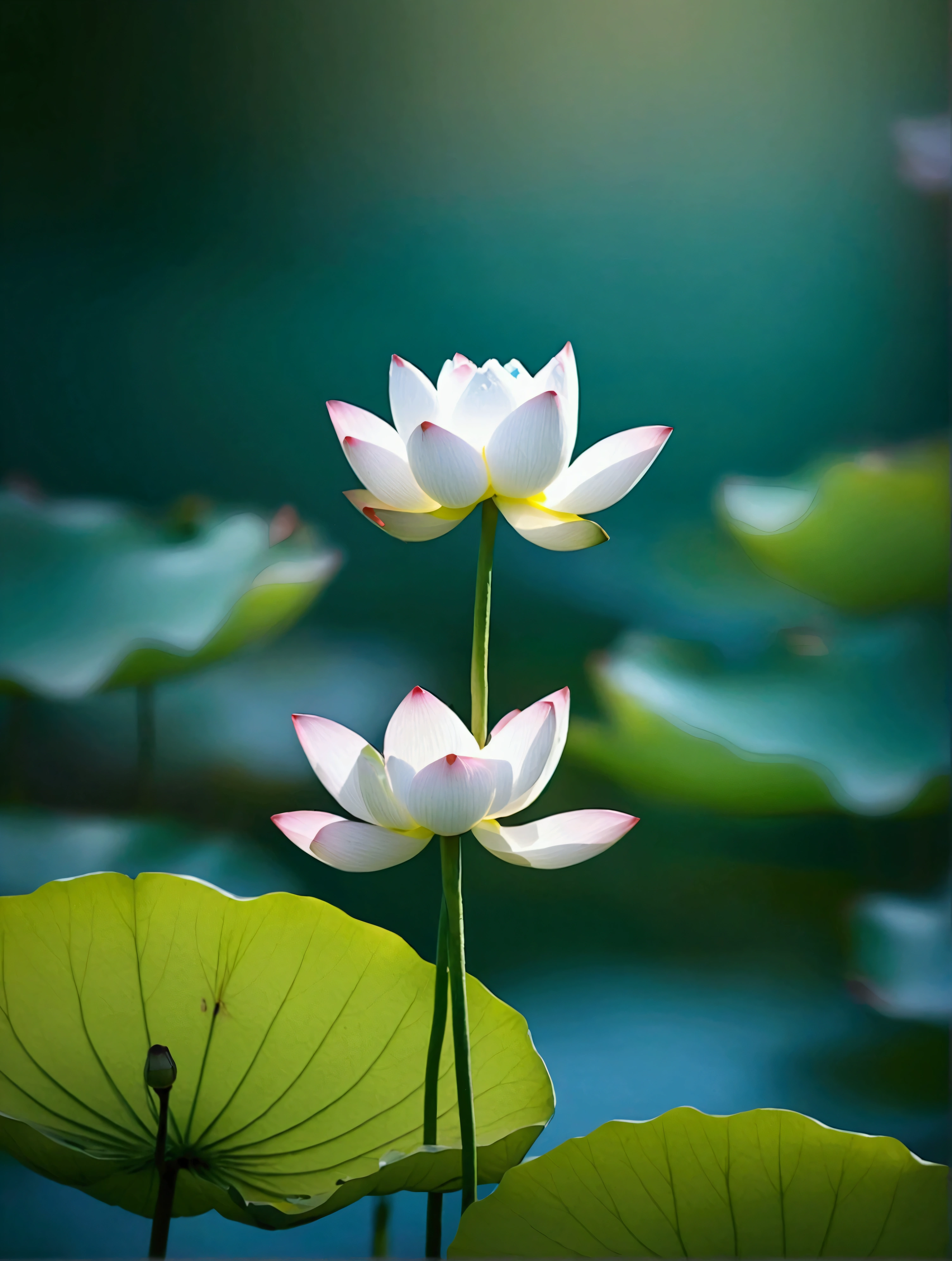 Small Lotus,Vision,There are Chinese-style buildings,Real photography,best quality, high resolution, 16K