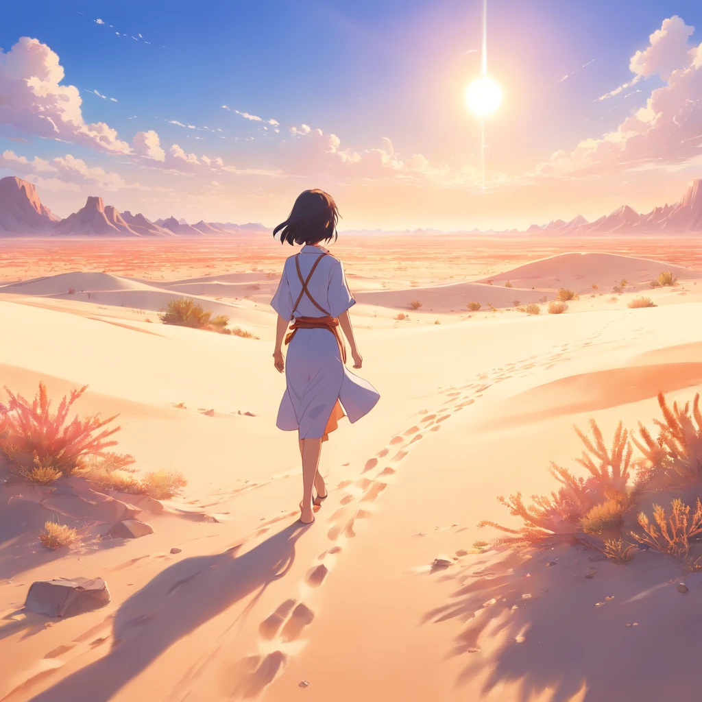 Create an image of a desert on a sunny day