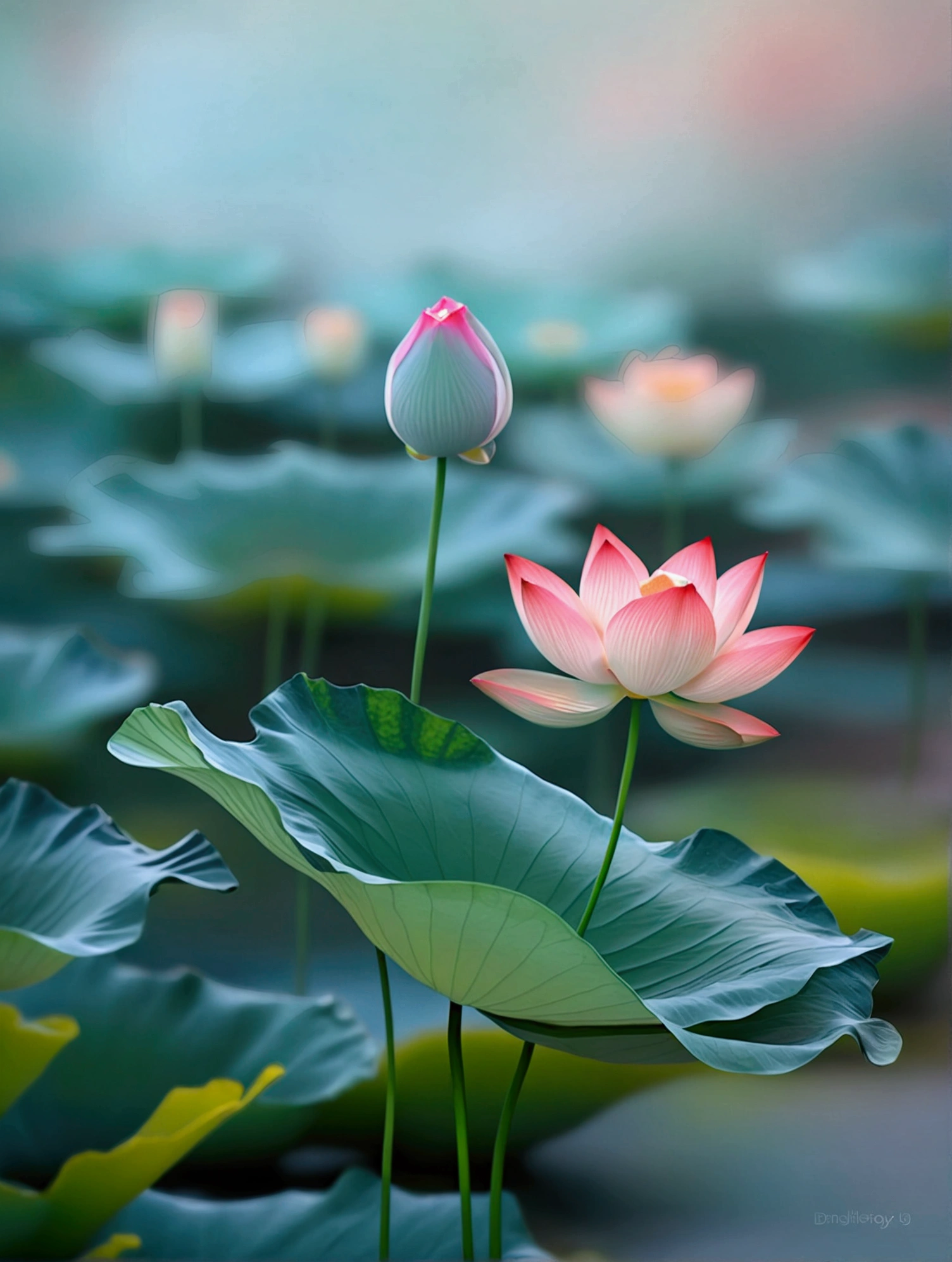 Small Lotus，Vision，Patio，Real photography,nature，best quality, high resolution, 16K
