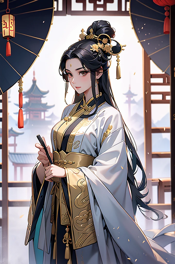 Black Hair, Immortal, Royal sister, Stepmother, Gold Robe, Taoist robe, Chinese style, Hair Bunch