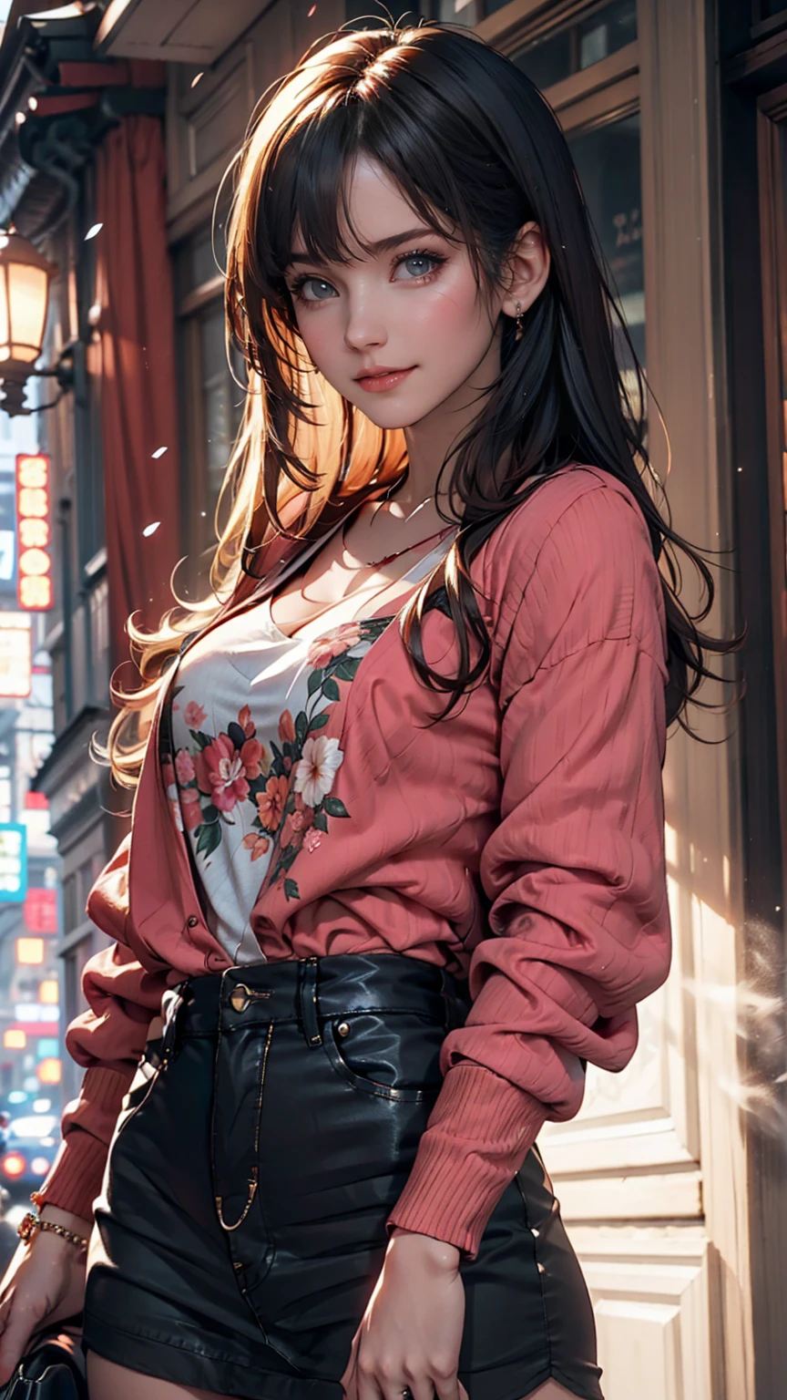 That's excellent, amazing, Ultra HD, Realistic, girl, (Beautiful Face 1.4), (big, Narrow waist), Long Hair, indoor, Bokeh, Beautiful light, Glowing Skin, Small Head, smile, Dinner Party, Holding a cup、Silver accessories on the wrist、Anklet on the ankle、Sexy proportions、Lower milk visible、Micro Mini Skirt、High neck、No sleeve、Stiletto heels、erotic