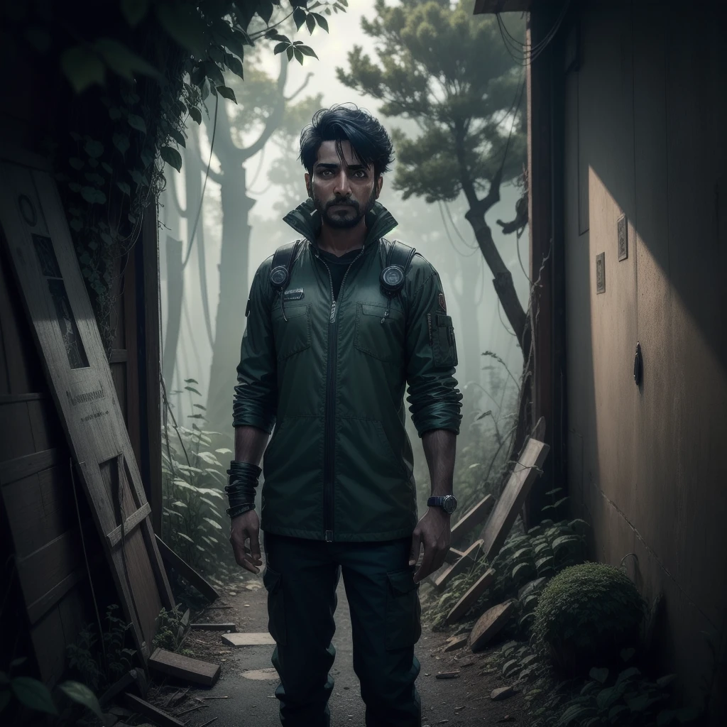 Gaurav Tiwari, a daring and inquisitive paranormal investigator and UFO field investigator, renowned for his appearances on various television shows and the founder of the Indian Paranormal Society, gazes into the camera with a brave and curious expression. Surrounded by the ominous ambiance of haunted locations and the enigmatic presence of UFOs, Gaurav, dressed casually in a green outfit, exudes an adventurous aura. His 6D camera is poised to capture every mysterious detail, and the Octane Render brings out the spooky atmosphere with its ghostly aura. The overall aesthetic is eerie, yet intriguing, as