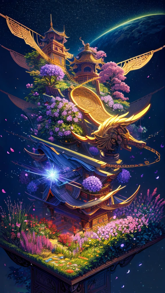 Maximum quality, Cao Cao_Resolution, distinct_imageio, detailed back ground, flowers, Garden, starry sky,
