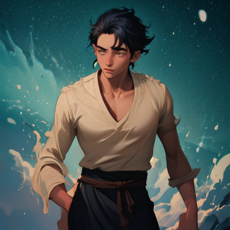 (masterpiece:1.21),(illustration:1.1),best quality,delicate details,refined rendering,Anime style,extremely detailed CG unity 8k wallpaper,toon style,(Guido Daniele:1.21),(masterpiece:1.21),(illustration:1.1),best quality,delicate details,refined rendering,Anime style,(Guido Daniele:1.21),comic,(Japan Anime style:1.21),(Menga style:1.21),(Toon style:1.33),(1boy:1.45),male focus,(solo:1.33),Asian Slim male,slim,thin,adult,handsome face,real skin texture,well-proportioned hands,think eyebrow,Eyeball,dramatic angle,Cool Hairstyles For Men With Wavy Hair,black eyes,solid eyes,thick eyebrows,sleeves_past_fingers,pencil skirt,