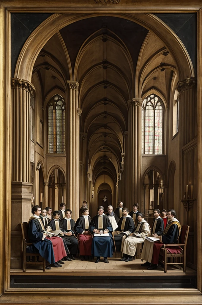 A group of students in an archiepiscopal palace around 1809