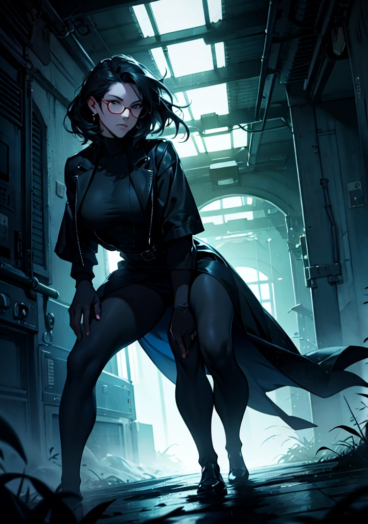 digital, semi-realistic,  a mysterious character stands shrouded in darkness. Their dark, unruly hair frames their obscured face, adding an air of enigma. Clad in a 
 black shawl of silk, the character exudes an otherworldly aura. The muted color palette—dominated by blacks and grays—creates an atmospheric effect, as if the scene unfolds in a hidden corner of reality. The most captivating aspect is the interplay of light. It filters through an indistinct source, casting white streaks vertically across the background. Perhaps it’s rain, or perhaps it’s something more mystical—a portal to another realm. The character’s features remain hidden, leaving us to wonder about their identity and purpose. Overall, this striking image balances beauty and disturbance, drawing us into a narrative where shadows conceal as much as they reveal.