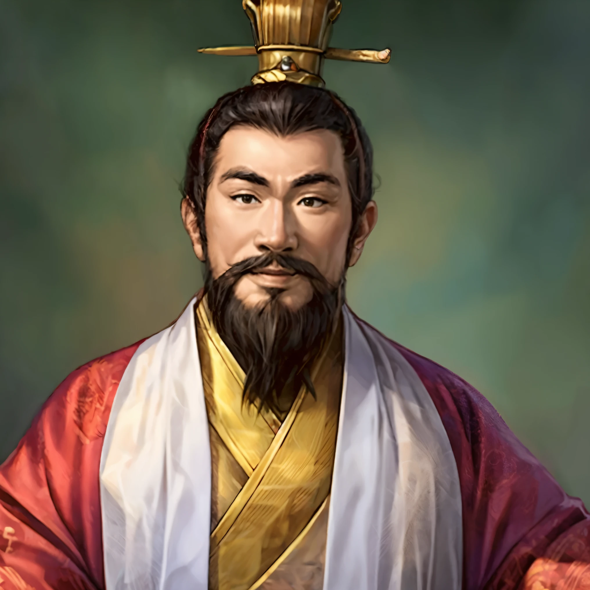 1man:1.5, masterpiece, best quality, best detail, best anatomy, best face, upper body, sangokushi11, chinese emperor, mianguan:1.8, old man, chinese clothes, smile,