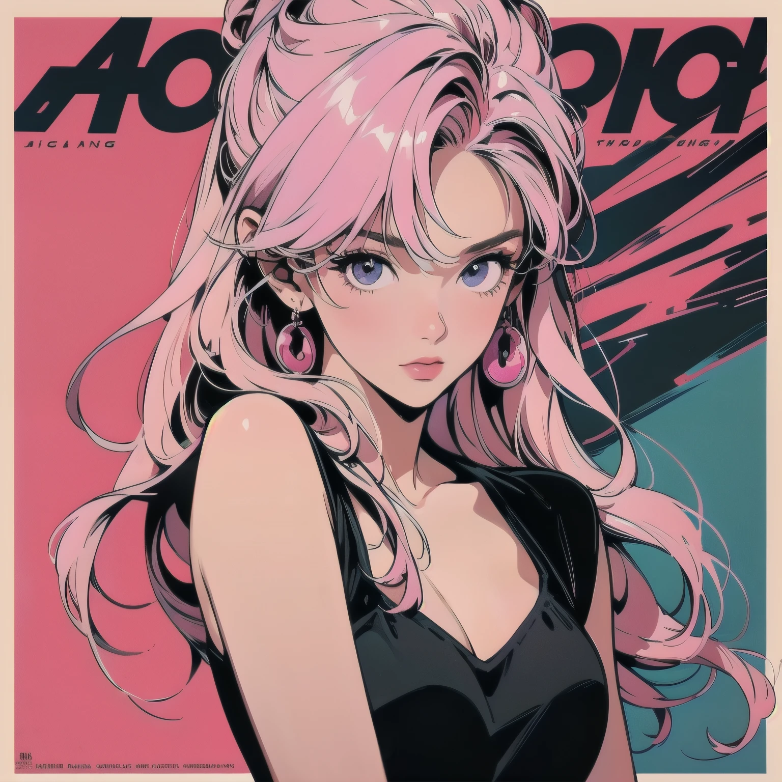 Trigun、A beautiful woman、Movie Posters、Upper Body、Model pose、mysterious、Small breasts、Pink Hair Color