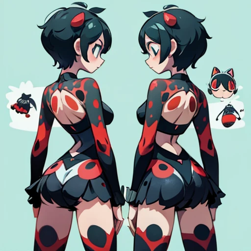 Underwear  design inspired by ladybug (Miraculous), in various views (front and back) 