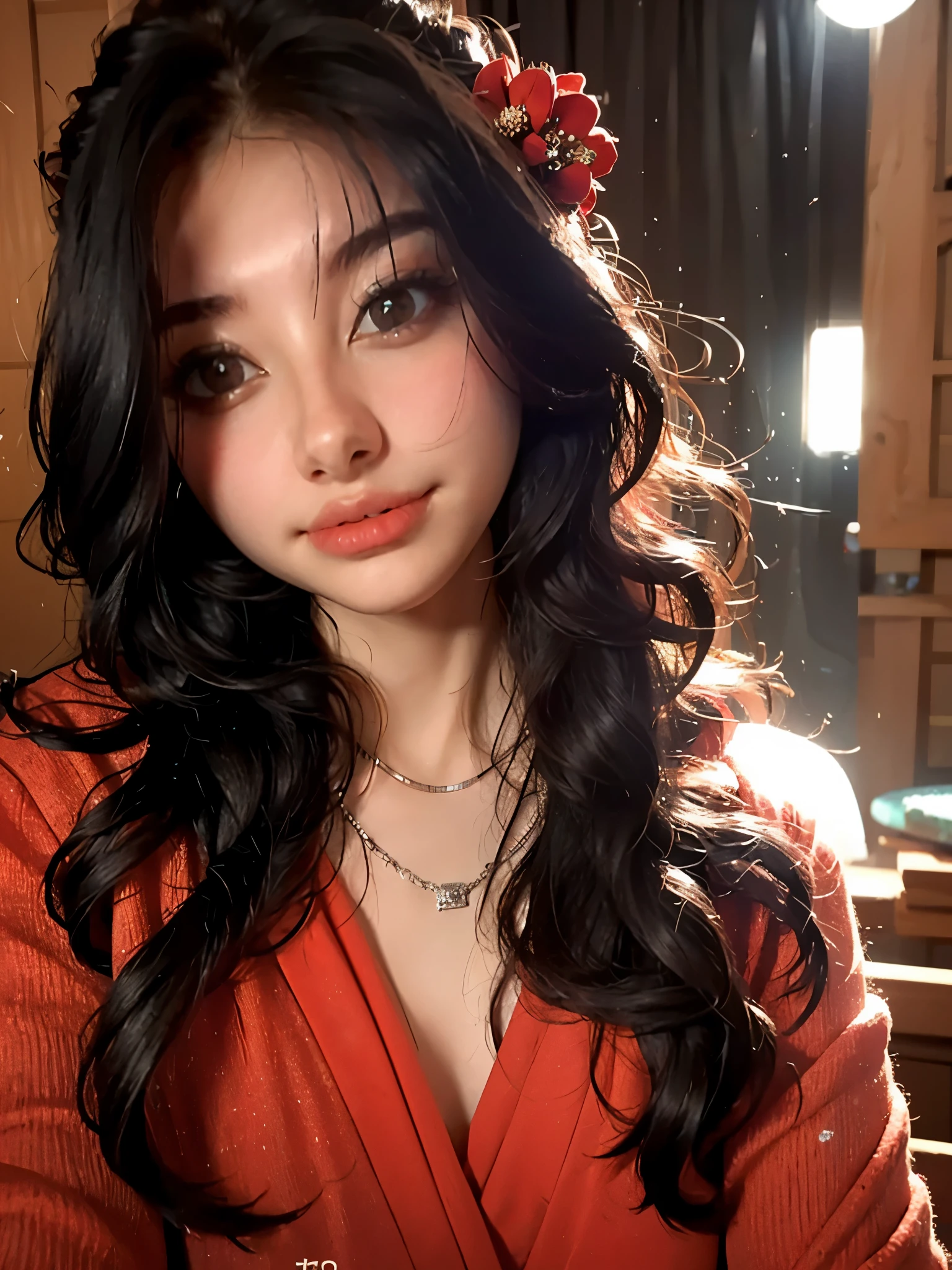 best quality, masterpiece, highres, 1girl, china hanfu,chinese architect background, red scarf, hair ornament,necklace, jewelry,Beautiful face,upon_body, tyndall effect,photorealistic, dark studio, rim lighting, two tone lighting,(high detailed skin:1.2), 8k uhd, dslr, soft lighting, high quality, volumetric lighting, candid, Photograph, high resolution, 4k, 8k, Bokeh,red dress girl