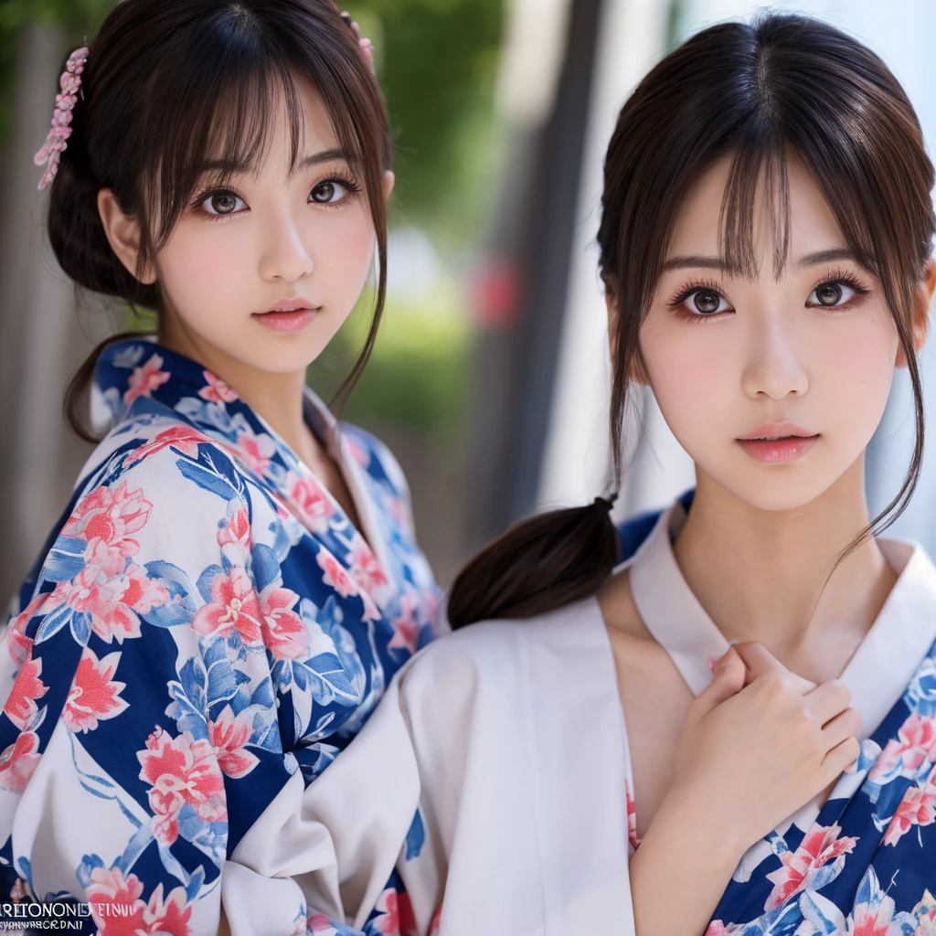 （8k、high resolution、High resolution、Fine details）High resolutionの顔、Zoom out、18 years old、 Beautiful detailed eyes、Random cute hairstyles、Yukata、Natural Makeup、Korean Idol、Ultra wide angle