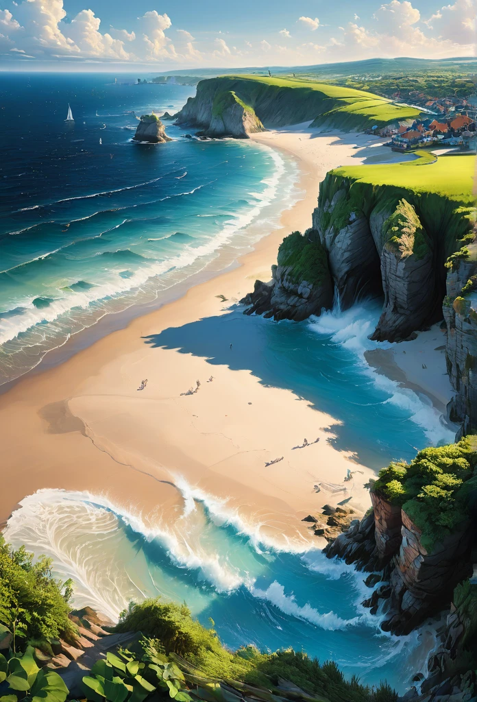 Blue Coast, beach, by Bjarke Ingels, best quality, masterpiece, very aesthetic, perfect composition, intricate details, ultra-detailed